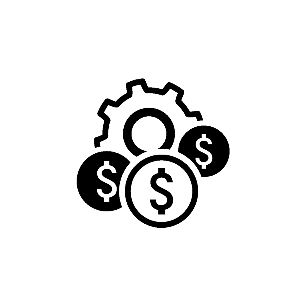 icon of gears and dollar sign